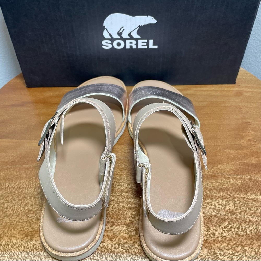 New in Box SOREL Ella III Slingback Sandal Honest Beige/Honey White Size 8.5 - Picture 7 of 14